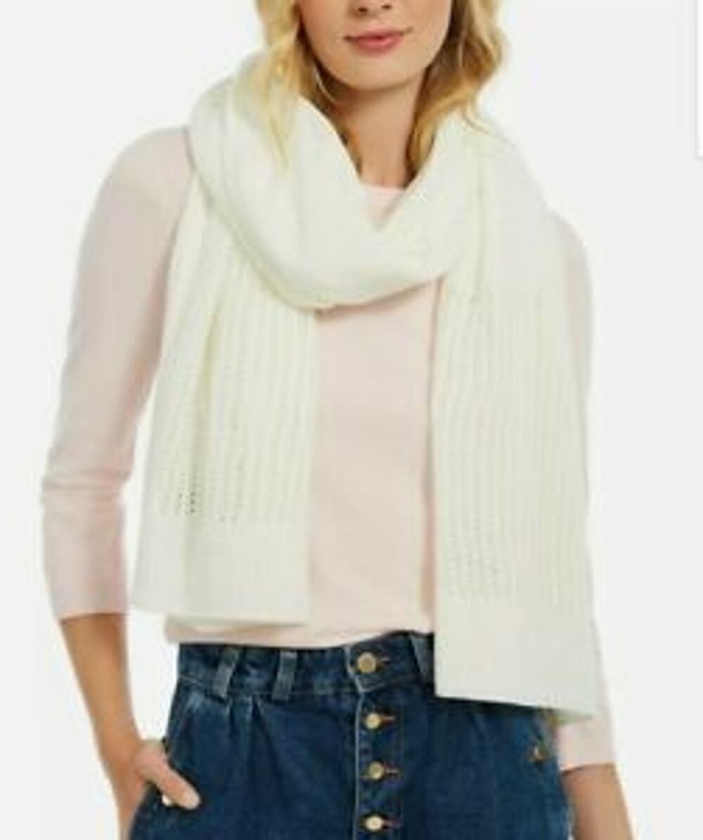 DKNY Knit Blocked Scarf Cream NWT OSFM